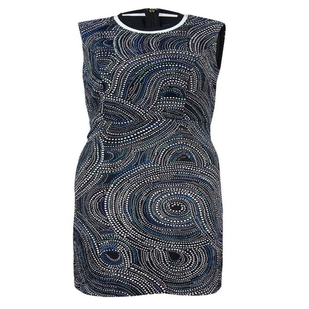 Tommy Hilfiger Women's Sleeveless Printed Texture Dress - Blue Multi